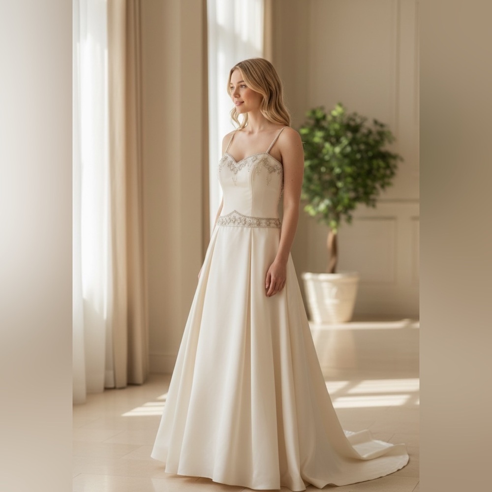Stunning Cream Bridal Gown with Beaded Accents